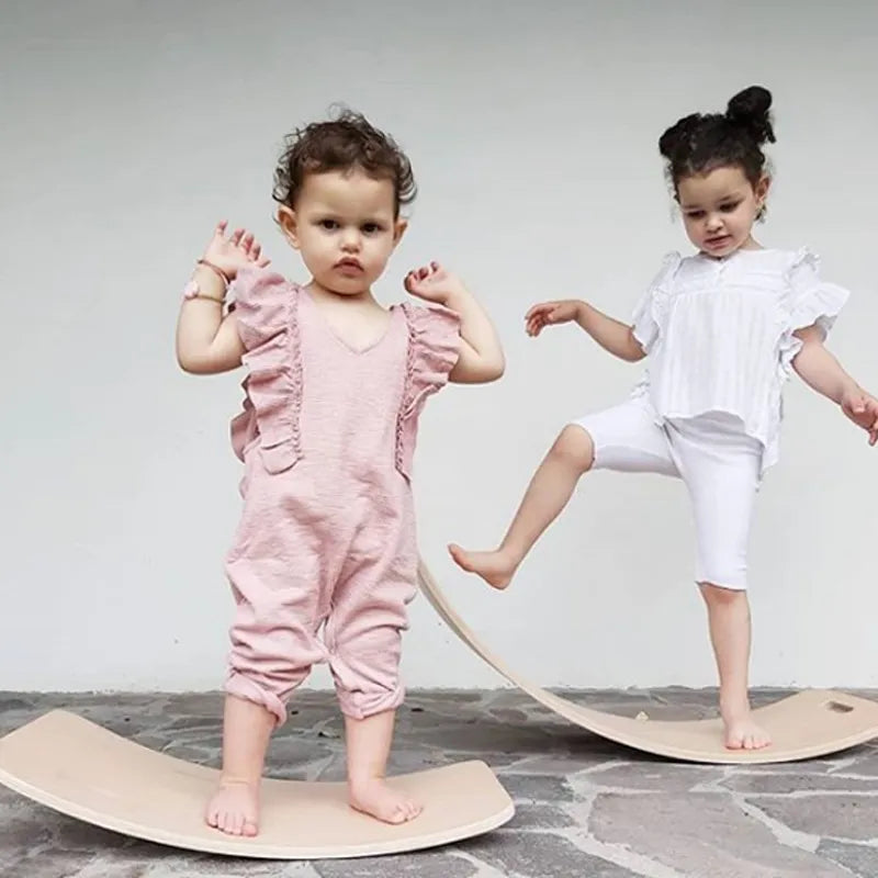 Multi-Use Wooden Balance Board for Kids: Seesaw, Wobble &amp; Yoga Toy