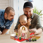 Wooden Montessori Activity Box: Shape Sorter & Animal Stacking Toy