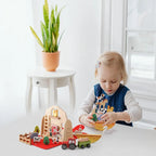 Wooden Montessori Activity Box: Shape Sorter & Animal Stacking Toy