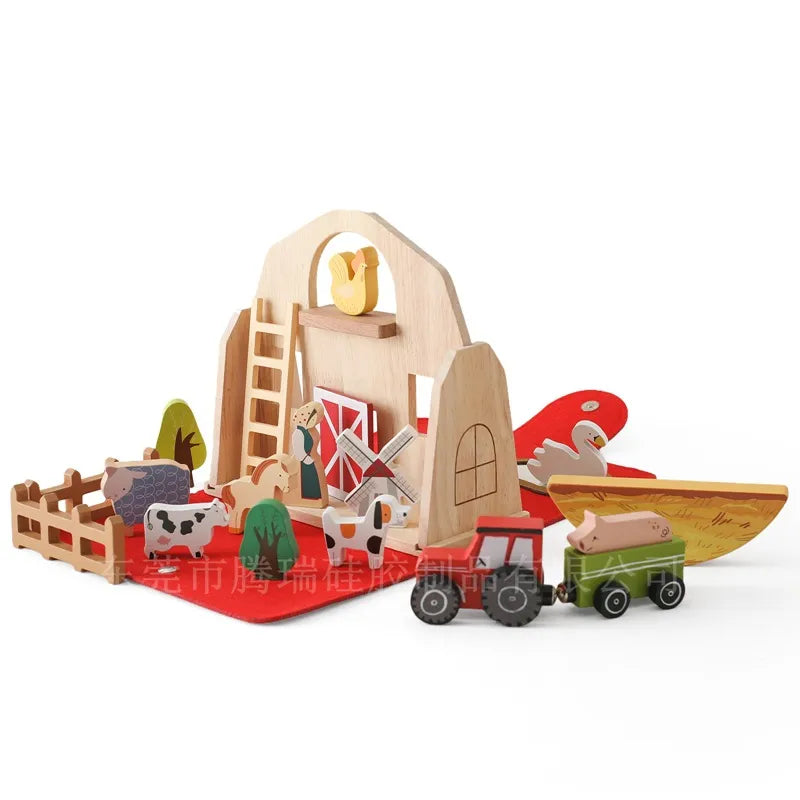 Wooden Montessori Activity Box: Shape Sorter & Animal Stacking Toy