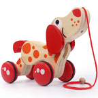 Kids' Wooden Pull-Along Toy: Crocodile & Puppy for Early Walking