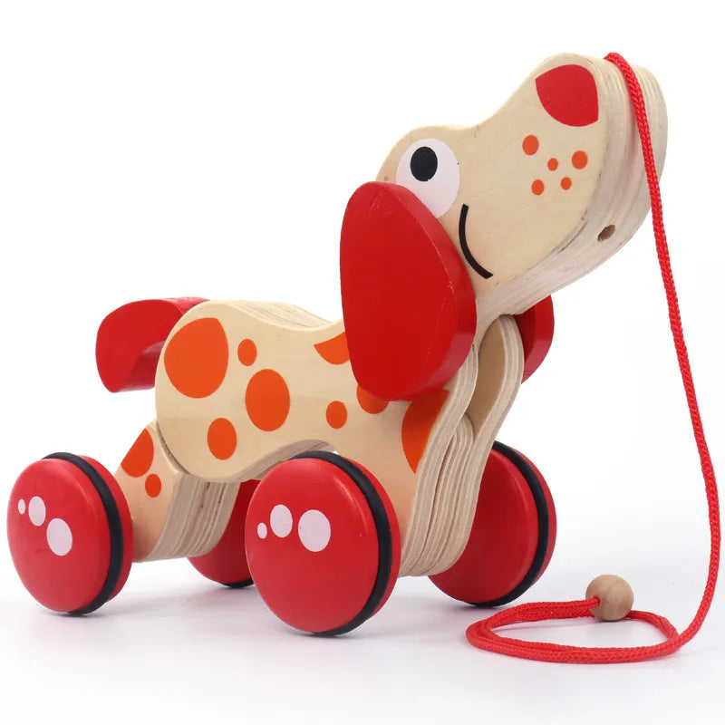 Kids' Wooden Pull-Along Toy: Crocodile & Puppy for Early Walking