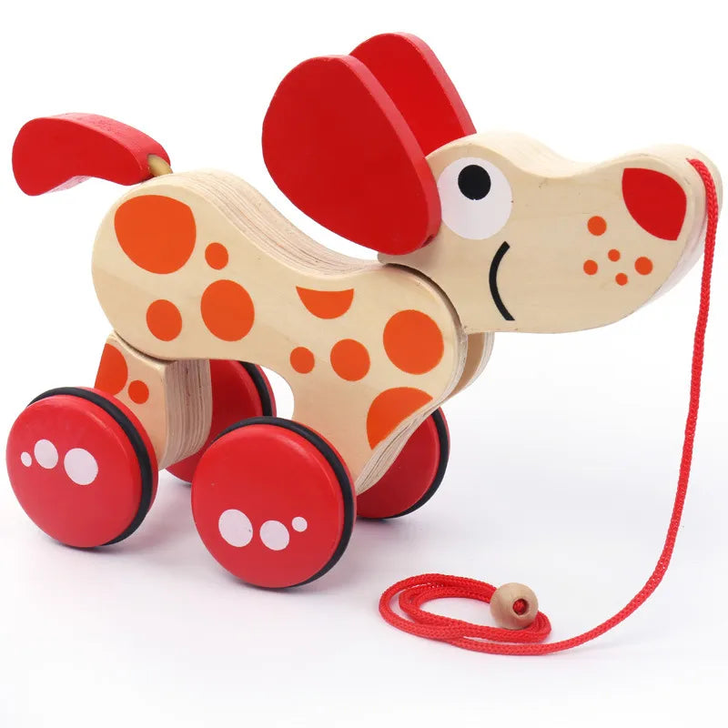 Kids' Wooden Pull-Along Toy: Crocodile & Puppy for Early Walking