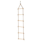 Kids' Wooden 6-Rung Climbing Rope Ladder for Indoor &amp; Outdoor Play