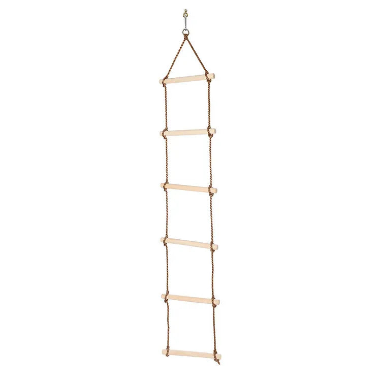 Kids' Wooden 6-Rung Climbing Rope Ladder for Indoor &amp; Outdoor Play