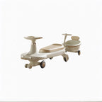 Kids' Ride-On Swing Car with Pull Trailer: Anti-Rollover &amp; Dual Seating