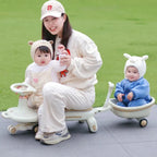 Kids' Ride-On Swing Car with Pull Trailer: Anti-Rollover &amp; Dual Seating