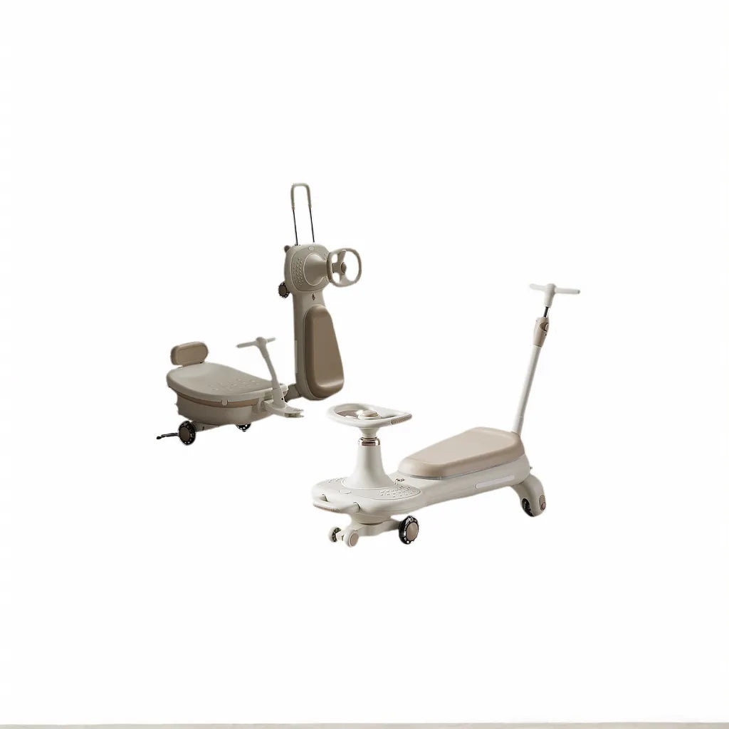 Kids' Ride-On Swing Car with Pull Trailer: Anti-Rollover &amp; Dual Seating